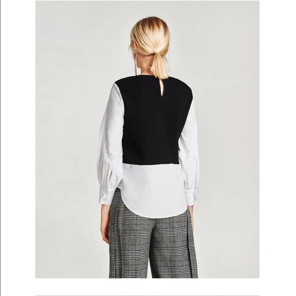 Zara Contrast Poplin Top - Picture 2 of 4